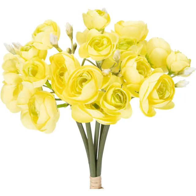 Viana Kunstboeket van ranunculus voor lentedecoratie in huis, 32 cm, 5 stuks geel