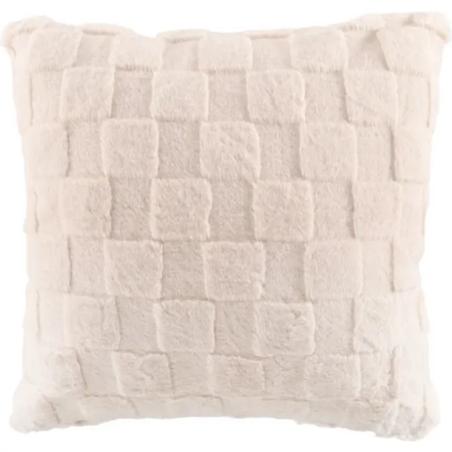 Tiseco Kussen (gevuld) RAVA - super zacht stof - geruit patroon - 45x45 cm, beige