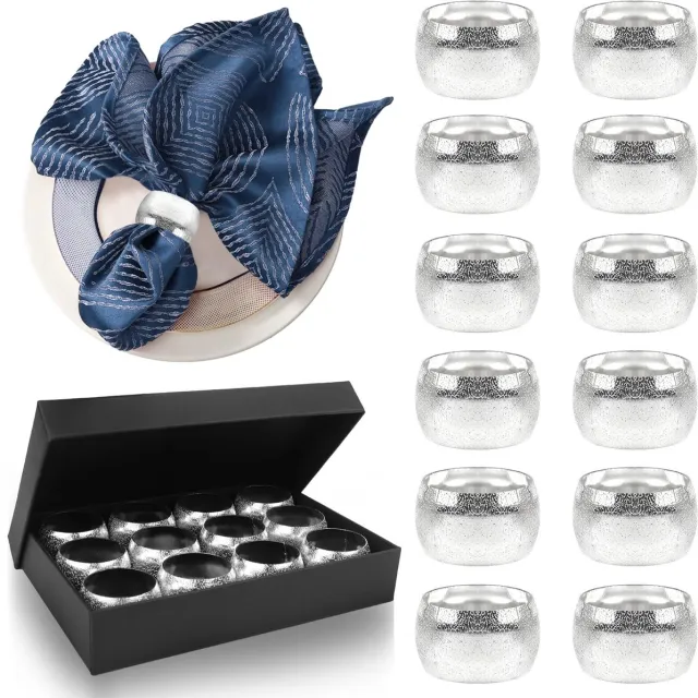 My Ninki ® Elegante Vintage Zilveren Servetringen Set voor Feestelijke Gelegenheden en Tafeldecoratie