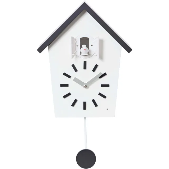 aura Koekoeksklok Modern - Wandklok - Klok - Inclusief Gewichtsketting - Wit/Zwart - ‎23cm x 4cm x 29cm