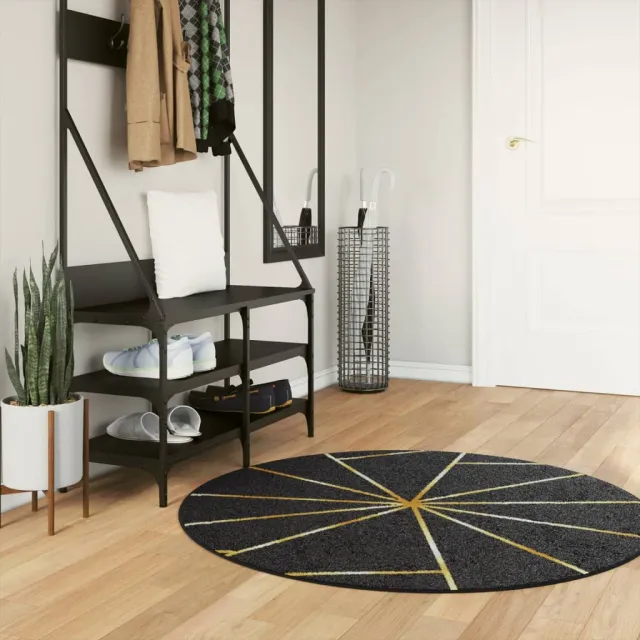 vidaXL Vloerkleed wasbaar Ø 120 cm zwart en goudkleurig, foto 2