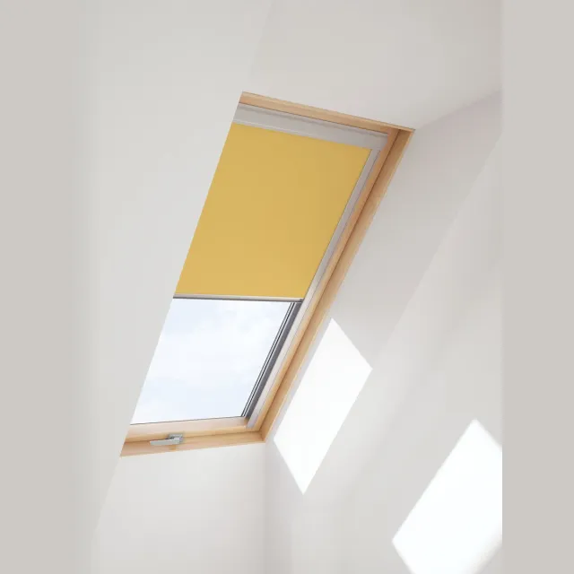 Contrio Verduisterend Rolgordijn passend op VELUX DAKRAAM 78X98 - MK04- *Geel*