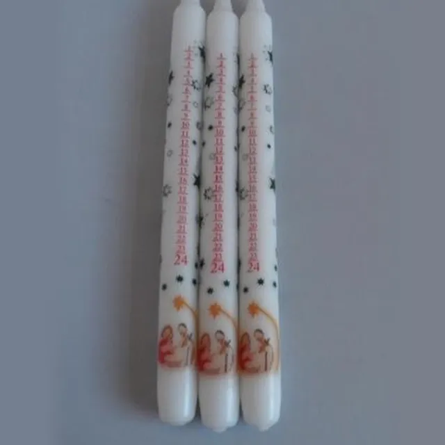 Bouwman Adventskaarsen met kribbetje 3 stuks wit