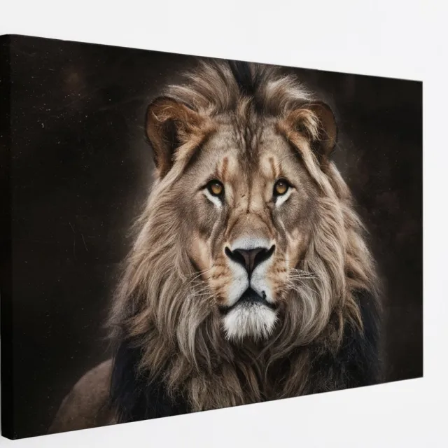Saammp Canvas Schilderij - leeuwen portret - Afrika - Dieren - 120x80 - Foto op canvas - Wanddecoratie - Muurdecoratie Woonkamer - Slaapkamer decoratie - Canvas Print Multicolor