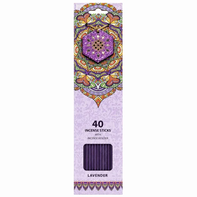 Aroma di rogito Wierookstokjes Lavender met Wierookhouder – Lavendel – 40 Stuks paars