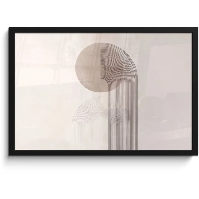FrameYourWall Poster in lijst - Fotolijst 60x40 cm - Posters - Minimalistisch - Cirkel - Lichtgrijs - Posterlijst zwart - Decoratie - Wanddecoratie woonkamer - Muurdecoratie slaapkamer Minimalistisch - Cirkel - Lijnen