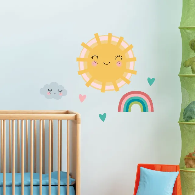 Ambiance Sticker Muurstickers - ZON VERLIEFD OP DE REGENBOOG - transparante zelfklevende achtergrond - 90x120cm Multi color