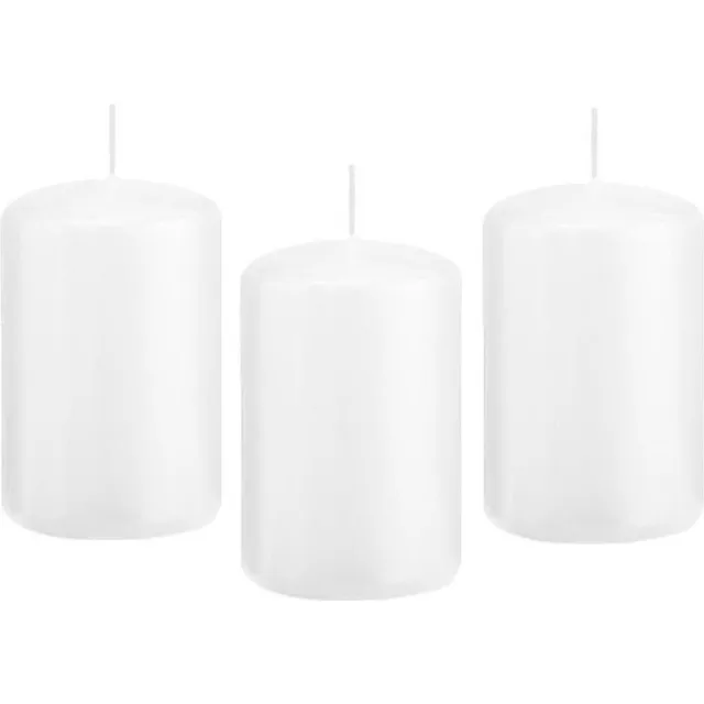 Trend Candles Cilinderkaars/stompkaars - 10x stuks - wit - 5 x 8 cm - 18 branduren - met brandvertragende folie