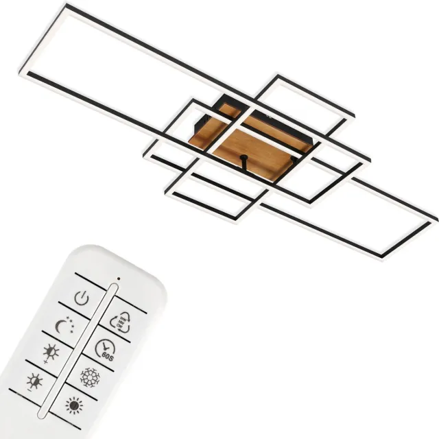 Briloner Frame - LED Plafonniére - plafondlamp met afstandsbediening – dimbaar – CCT kleurtemperatuur – kantelbaar – zwart – 104 x 42 x 10,5 cm