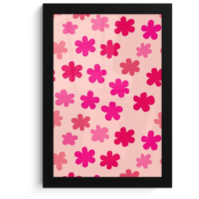 FrameYourWall Poster in lijst - Fotolijst 20x30 cm - Posters - Bloemen - Patroon - Roze - Posterlijst zwart - Decoratie - Wanddecoratie woonkamer - Muurdecoratie slaapkamer
