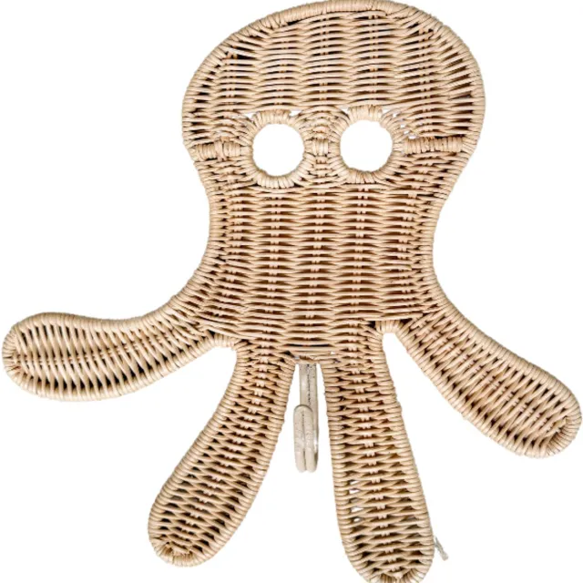 Cokos Oswald de octopus rotan wandhaak medium Beige