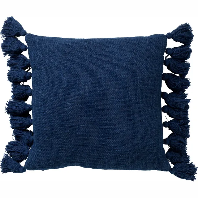 Dutch Decor RUBY - Kussenhoes 45x45 cm - 100% katoen - met flosjes - Insignia Blue - donkerblauw - met rits - zonder binnenkussen Marineblauw