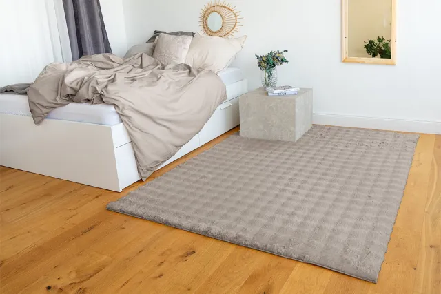 Padiro knus hoogpolig shaggy vloerkleed 160 x 230 cm - donkerbeige - geometrisch Scandinavisch patroon - voor vloerverwarming - van polyester en katoen