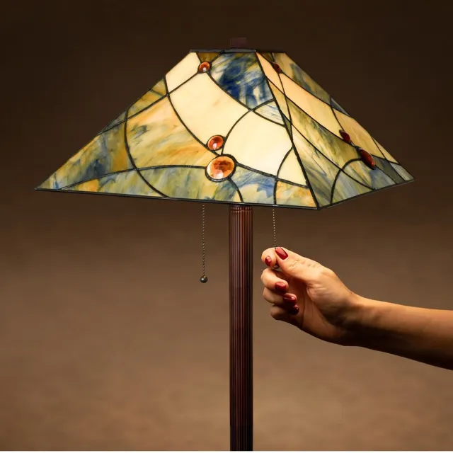 Coloured by Art Tiffany Vloerlamp Sky Blue - Art Deco Trade Blauw