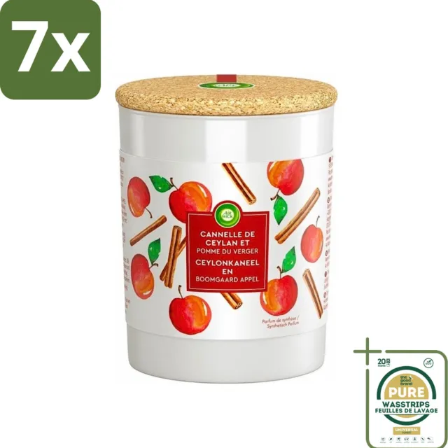 Air Wick 7 x Air Wick - Geurkaars - Kaneel & Boomgaard Appel - 35 Uur Brandduur - Grootverpakking - Geurkaars - Kaneel - Boomgaard Appel - Warme Geur - Frisse Geur Rood