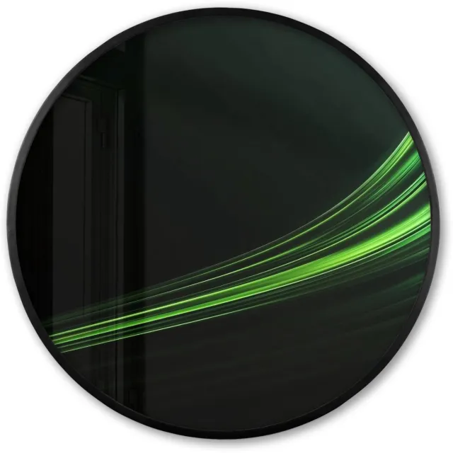 FrameYourWall Poster in lijst Rond - Fotolijst 80x80 cm - Posters - Gaming - Lijnen - Boog - Groen - Ronde posterlijst zwart - Decoratie - Wanddecoratie woonkamer - Muurdecoratie slaapkamer