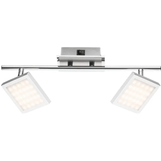 Globo Lighting Plafondlamp LED plafondlamp met gesatineerde beweegbare spots Lamp chroom, 2 vlammen spots, 2x LED 6Watt 318 lm, LxBxH 40x9.5x13cm zilver