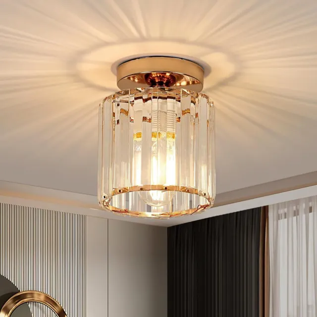 Haobosic Moderne Industriële Kristallen Plafonnier - Plafondlamp E27 voor Binnenhuis - Plafondverlichting voor Gang, Entree, Slaapkamer, Eetkamer, Woonkamer Yellow