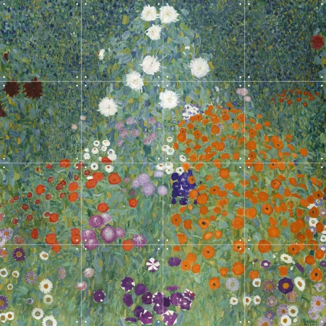 IXXI Flower Garden, Gustav Klimt & Bridgeman Images - 80 x 80 cm - Grote wanddecoratie en posters - Kleurrijk, Klassiek, Planten, Botanisch, Bloemen
