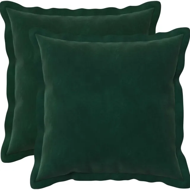 vidaXL Dekenkussen - 2 - st - HOUTEN - Donkergroen - 50 - x - 50 - cm - fluweel