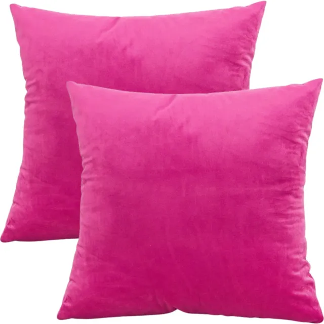 LiveOnce® Sierkussenhoezen – Set van 2 – Velours 45x45 cm – Neonroze – Verborgen rits – Wasbaar Neon Rose