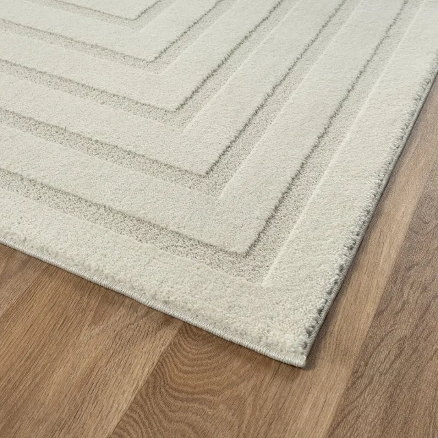 the carpet Everest – vloerkleed met moderne korte pool, hoog-laag effect, 3D-effect, hoge pooldichtheid en aangenaam zacht, modern patroon, crème, 160 x 230 cm crème met modern patroon