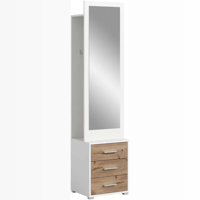 Furnilux Polo kapstok staande kapstok Nox Eiken NB wit NB - 38x45x190cm wit, eiken