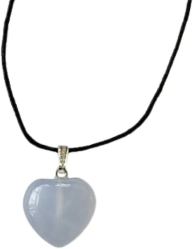 Vandaar Edelstenen Chalcedoon hanger - hartje - edelsteen Blauw