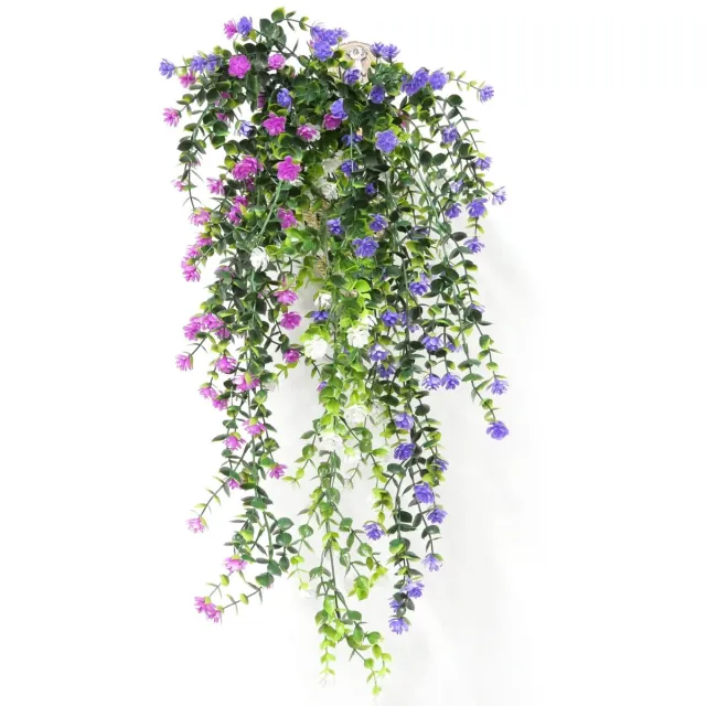 Unyqoos Set van drie kleurrijke hangende kunstplanten voor binnen en buiten decoratie groen