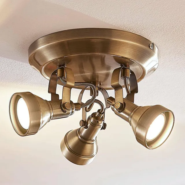 Lindby plafondlamp - 3lichts - Metaal - H: 12.5 cm - GU10 - antiek messing