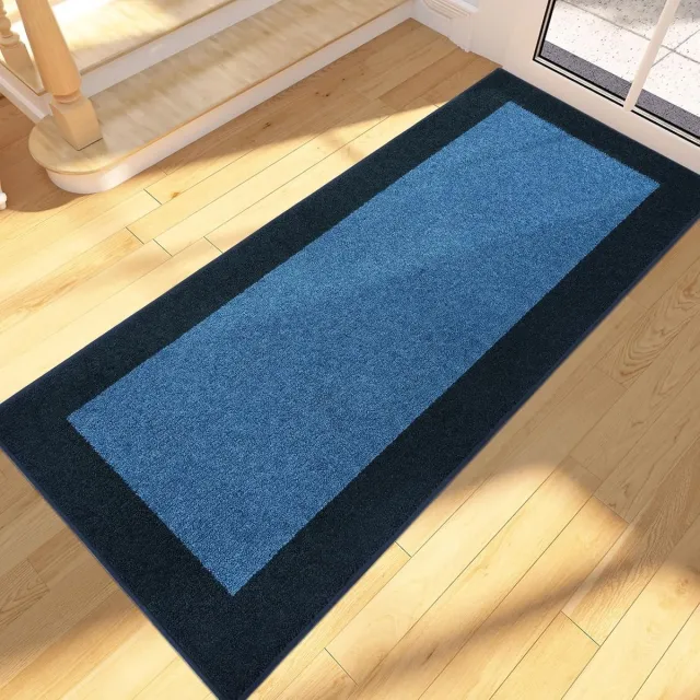 Riokem ® Stijlvolle Antislip Deurmat 60 x 180 cm voor Binnengebruik - Wasbaar blauw