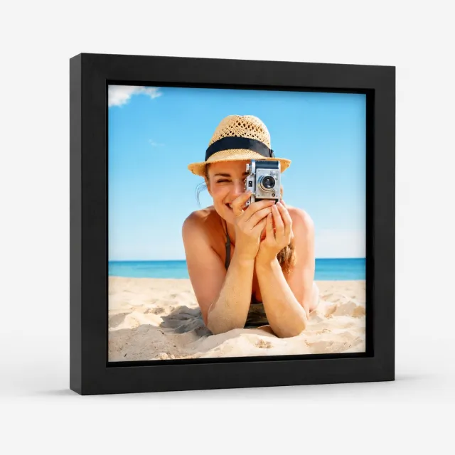 GB Lijsten Fotolijst zwart hout 15x15cm met anti reflex glas Mat zwart