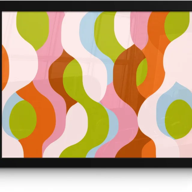 FrameYourWall Poster in lijst - Fotolijst 40x30 cm - Posters - Abstract - Vormen - Roze - Posterlijst zwart - Decoratie - Wanddecoratie woonkamer - Muurdecoratie slaapkamer