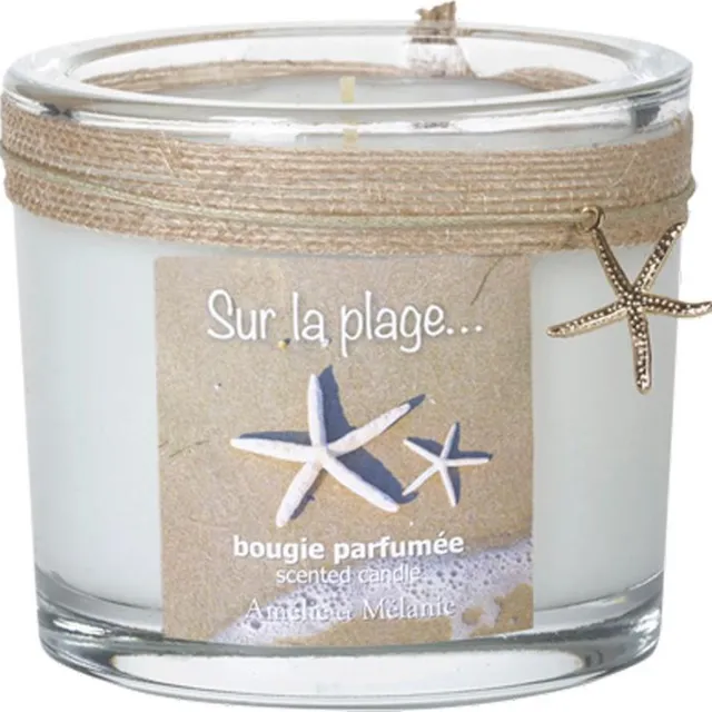 Amélie & Mélanie geurkaars Sur la plage wit