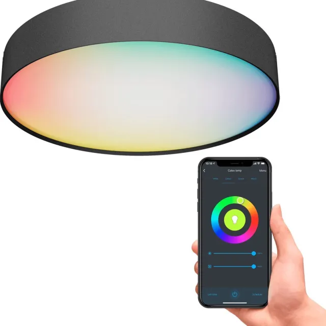 Calex Slimme Plafondlamp - Smart Plafonnière 40cm - RGB en Warm Wit - Zwart
