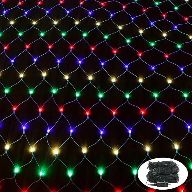 NAIZY Netverlichting LED Lichtnet Lichtsnoer 6x4 m - Kleurrijk met EU-stekker en 8 Lichtstanden - Kerstverlichting voor Kerstmis Bruiloft en Halloween - NAIZY