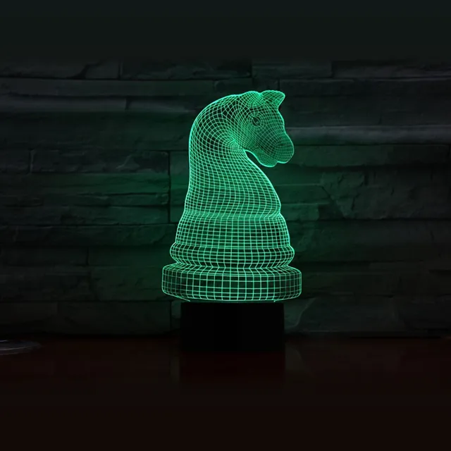 MC Living 3D Led Lamp Met Gravering - RGB 7 Kleuren - Schaakstuk