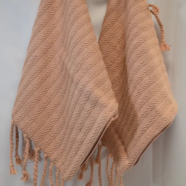 Unique Living 2 stuks - kussenhoes - sierkussenhoes - katoen - zalm - franje - 45 x 45 cm - met rits
