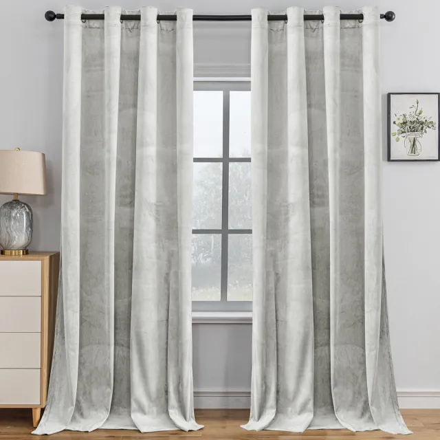 Ibenzoa Verduisterende Fluweel Gordijnset – 2 Stuks, 140x160 cm – Thermisch Isolatiepaneel voor Woonkamer en Slaapkamer beige