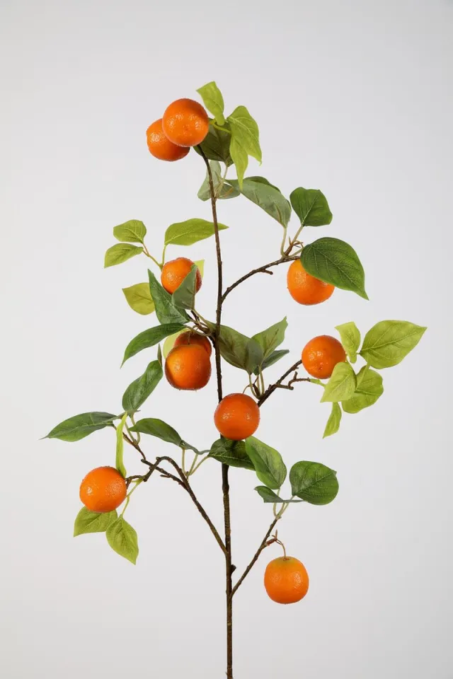 Colours and Green Fruittakken Bessen - topkwaliteit decoratie - Oranje - zijden tak - 89 cm hoog