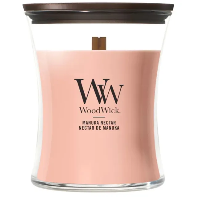 Woodwick Hourglass Medium Geurkaars - Manuka Nectar - 60 branduren Oranje