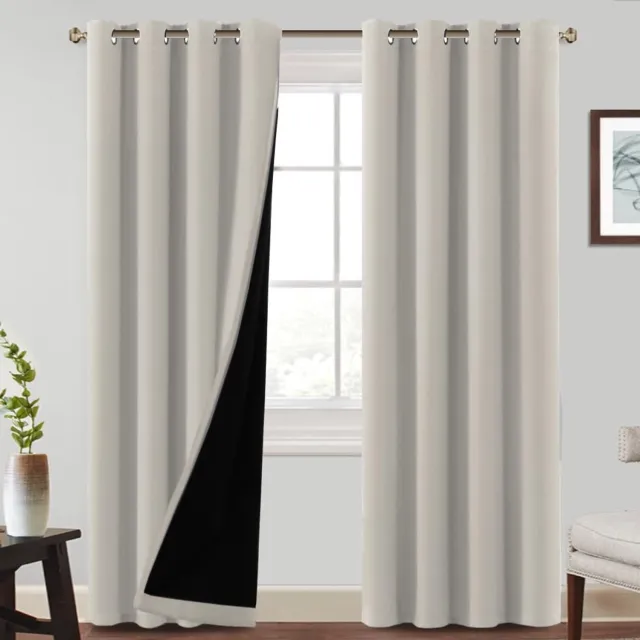 Famanu Verduisteringsgordijnen, ondoorzichtig, 260x140 cm, thermisch, ideaal voor woonkamer, puimsteen kleur, set van 2 panelen, biedt 100% verduistering en is machinewasbaar voor eenvoudig onderhoud