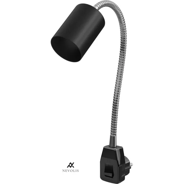 Nevolis Wandcontactdooslamp leeslamp met WAIKA zwanenhals schakelaar zwart 1x GU10 max. 60W draaibaar werklamp stekkerlamp stekkerspot stekkerdooslamp stopcontactlamp . multi-color