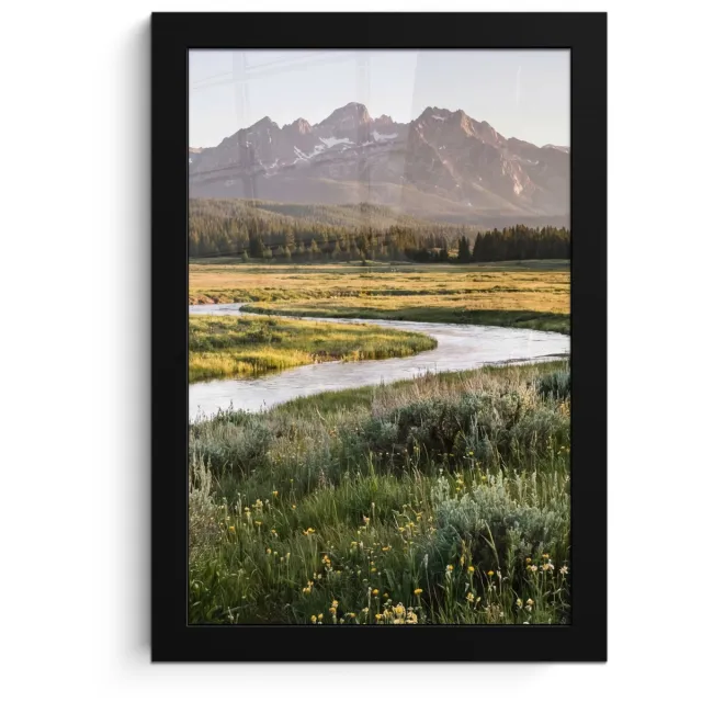 FrameYourWall Poster in lijst - Fotolijst 20x30 cm - Posters - Berglandschap - Rivier - Bos - Posterlijst zwart - Decoratie - Wanddecoratie woonkamer - Muurdecoratie slaapkamer
