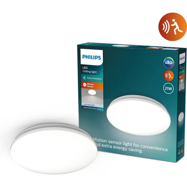 Philips Plafondlamp Acuna - Koel Wit - 28cm - 21w - Met Sensor