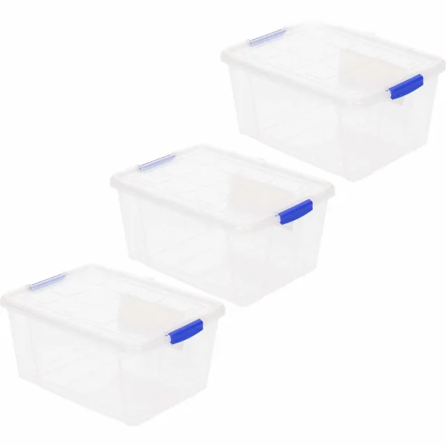 PLASTICFORTE 3x Opslagbakken/organizers met deksel 16 liter 40 cm transparant - Opbergbakken - Organizers/opbergbakken - Woonkamer/badkamer spullen opruimen