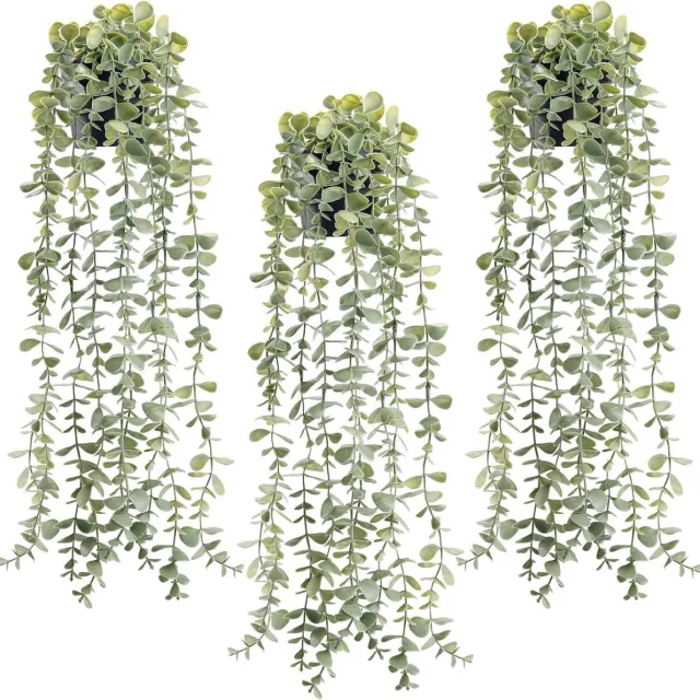 Ibenzoa Kunstmatige Eucalyptusplanten voor Boho en Interieurdecoratie - Set van 3 Stuks groen