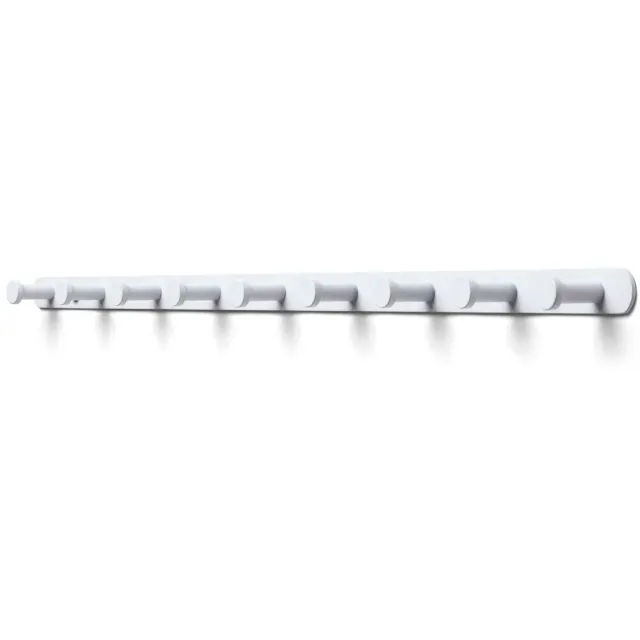 TOJ 9 Haaks Wandkapstok – 70cm - Muur / Wand Kapstok - Hangende Design Muurkapstok - Handdoekrek - RVS - Wit
