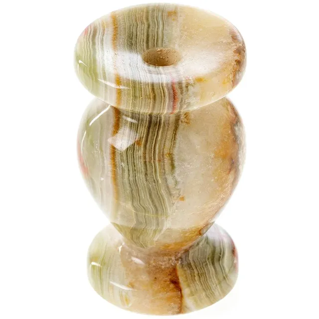 Famanu Kaarsenhouder van natuurlijk marmer, geschikt voor dunne kaarsen tot 1/3 inch diameter, 6,6 cm hoog Zwart