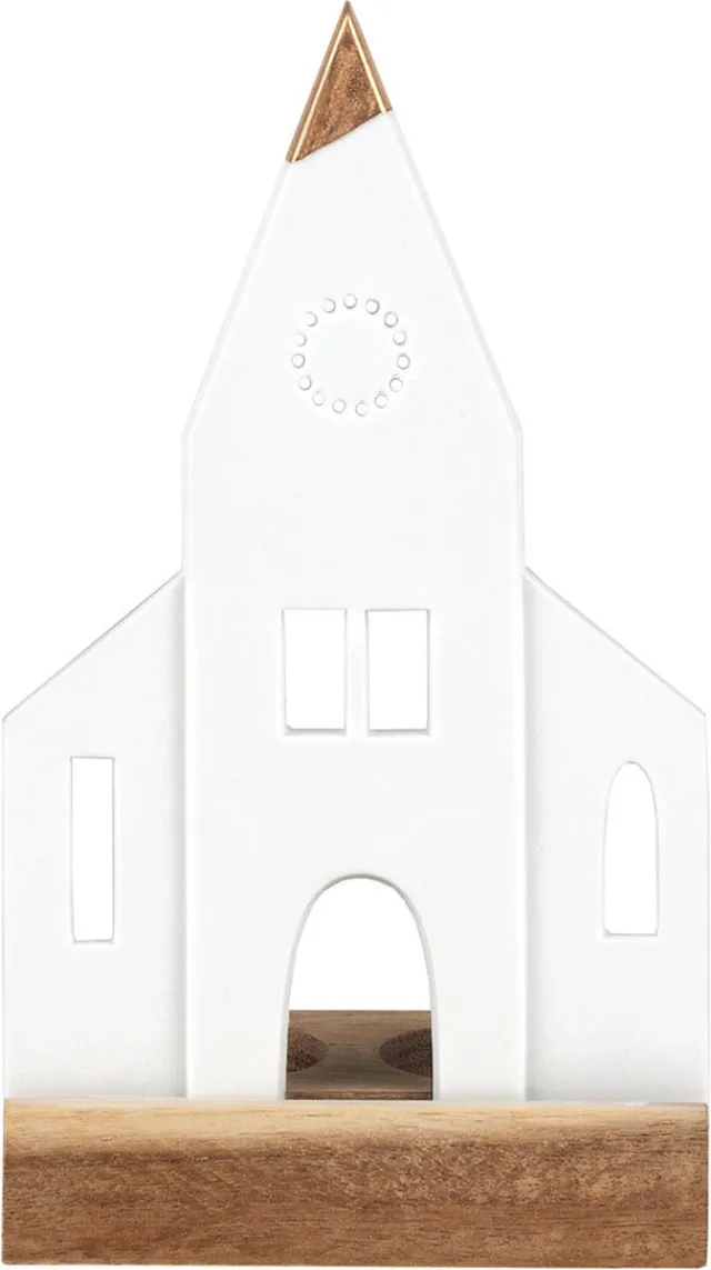 Räder Decoratieve Kerk Lichtobject van Porselein Wit, Bruin